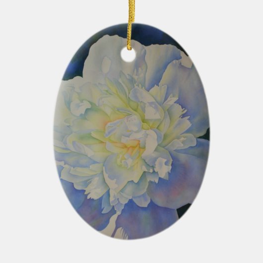 Elegante witte gele pioen florale waterverf keramisch ornament (Voorkant)