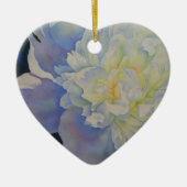 Elegante witte gele pioen florale waterverf keramisch ornament (Voorkant)