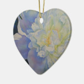 Elegante witte gele pioen florale waterverf keramisch ornament (Links)