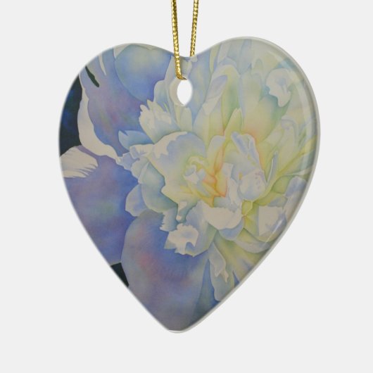 Elegante witte gele pioen florale waterverf keramisch ornament (Links)