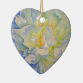 Elegante witte gele pioen florale waterverf keramisch ornament (Rechts)