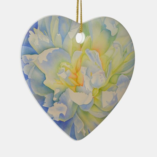 Elegante witte gele pioen florale waterverf keramisch ornament (Rechts)