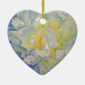 Elegante witte gele pioen florale waterverf keramisch ornament (Voorkant)