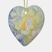 Elegante witte gele pioen florale waterverf keramisch ornament (Links)