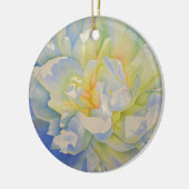 Elegante witte gele pioen florale waterverf keramisch ornament (Links)