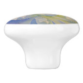 Elegante witte gele pioen florale waterverf keramische knop (Zijkant)