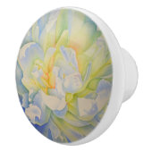 Elegante witte gele pioen florale waterverf keramische knop (Rechts)