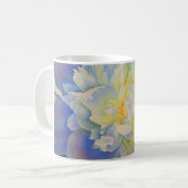 Elegante witte gele pioen florale waterverf koffiemok (Voorkant links)
