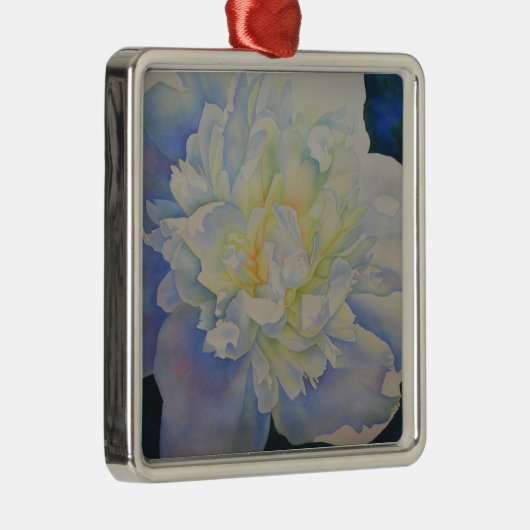 Elegante witte gele pioen florale waterverf metalen ornament (Rechts)