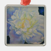 Elegante witte gele pioen florale waterverf metalen ornament (Voorkant)