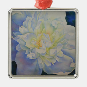 Elegante witte gele pioen florale waterverf metalen ornament