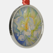 Elegante witte gele pioen florale waterverf metalen ornament (Rechts)