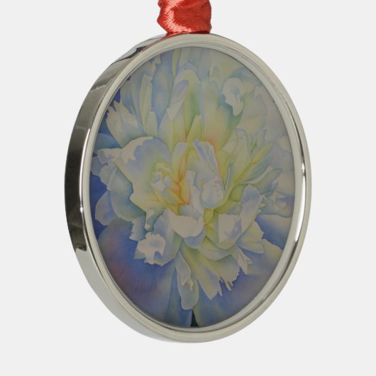 Elegante witte gele pioen florale waterverf metalen ornament (Rechts)