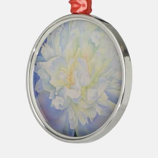 Elegante witte gele pioen florale waterverf metalen ornament (Links)
