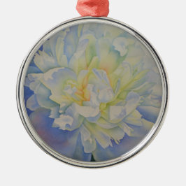 Elegante witte gele pioen florale waterverf metalen ornament