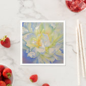 Elegante witte gele pioen florale waterverf servet (Insitu)