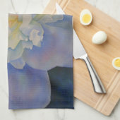 Elegante witte gele pioen florale waterverf theedoek (Quarter Fold)