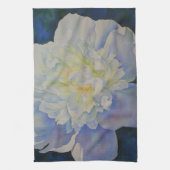 Elegante witte gele pioen florale waterverf theedoek (Verticaal)