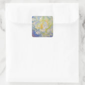 Elegante witte gele pioen florale waterverf vierkante sticker (Tas)