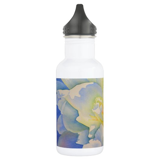 Elegante witte gele pioen florale waterverf waterfles  (Links)