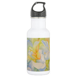 Elegante witte gele pioen florale waterverf waterfles 