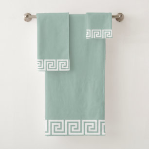 Elegante witte geometrische lijst op lichtgroen bad handdoek