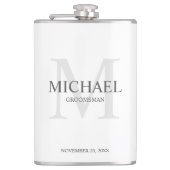 Elegante witte gepersonaliseerde groomsmen heupfles (Voorkant)