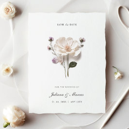 Elegante Witte Geperste Bloem Chic Save The Date