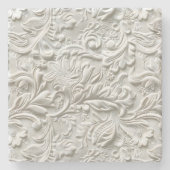 Elegante witte geslepen leren bloemen stenen onderzetter (Voorkant)