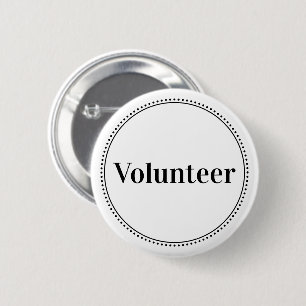 Elegante witte gestippelde rand vrijwilligersbutto ronde button 5,7 cm