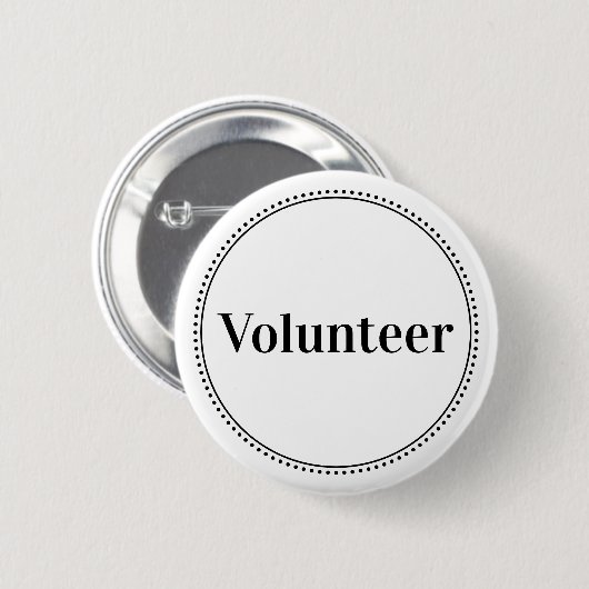 Elegante witte gestippelde rand vrijwilligersbutto ronde button 5,7 cm (Voorkant /achterkant)