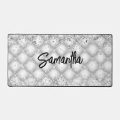 Elegante witte getufte glinsterende glitter bureaumat (Voorkant)