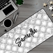 Elegante witte getufte sparkly glitter bureaumat