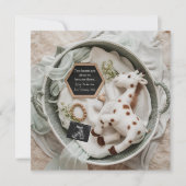 Elegante witte giraffe zwangerschapsaankondiging feestdagenkaart (Voorkant)