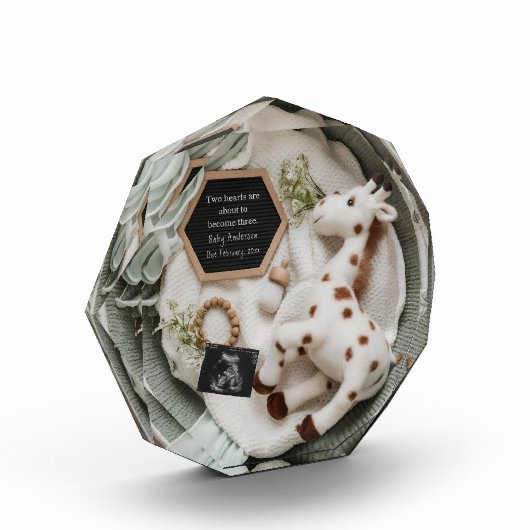 Elegante witte giraffe zwangerschapsaankondiging fotoblokken (Links)