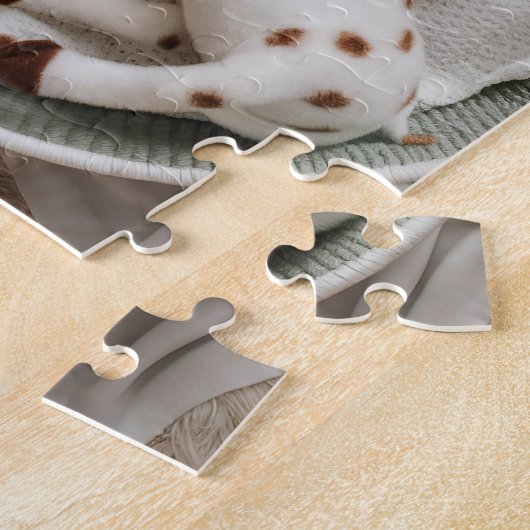 Elegante witte giraffe zwangerschapsaankondiging legpuzzel (Zijkant)