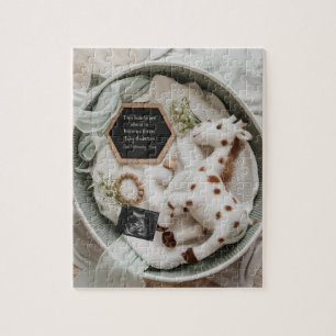 Elegante witte giraffe zwangerschapsaankondiging legpuzzel