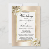 Elegante witte glam champagne gouden bloemen bruil kaart (Voorkant)