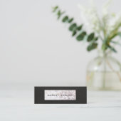 Elegante witte glitter bokeh zwart linnen look chi mini visitekaartje (Staand voorkant)