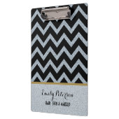 Elegante witte glitter zwart chevron gouden accent klembord (Links)