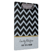 Elegante witte glitter zwart chevron gouden accent klembord (Rechts)