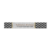 Elegante witte glitter zwart chevron gouden accent omwikkelbaar adreslabel (Individueel)