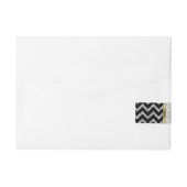 Elegante witte glitter zwart chevron gouden accent omwikkelbaar adreslabel (Achterkant)