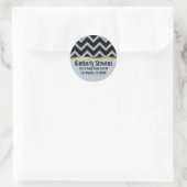 Elegante witte glitter zwart chevron gouden accent ronde sticker (Tas)