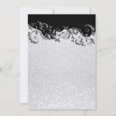 Elegante witte glitter, zwart & zilveren bruiloft  kaart (Achterkant)