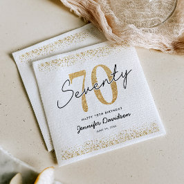 Elegante witte gouden 70e verjaardag servetten
