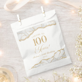Elegante witte gouden agaat 100e verjaardagsfeest bedankzakje