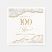 Elegante witte gouden agaat 100e verjaardagsfeest servet (Voorkant)