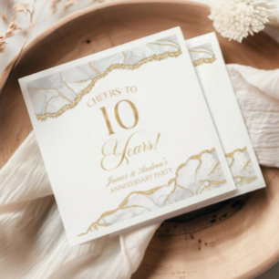 Elegante Witte Gouden Agaat 10e Jubileumfeest Servet