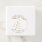 Elegante witte gouden agaat 15e verjaardagsfeest bedankjes labels (In situ)